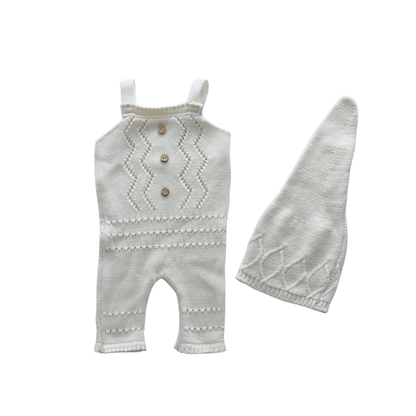 Cottonニットロンパース2点セット