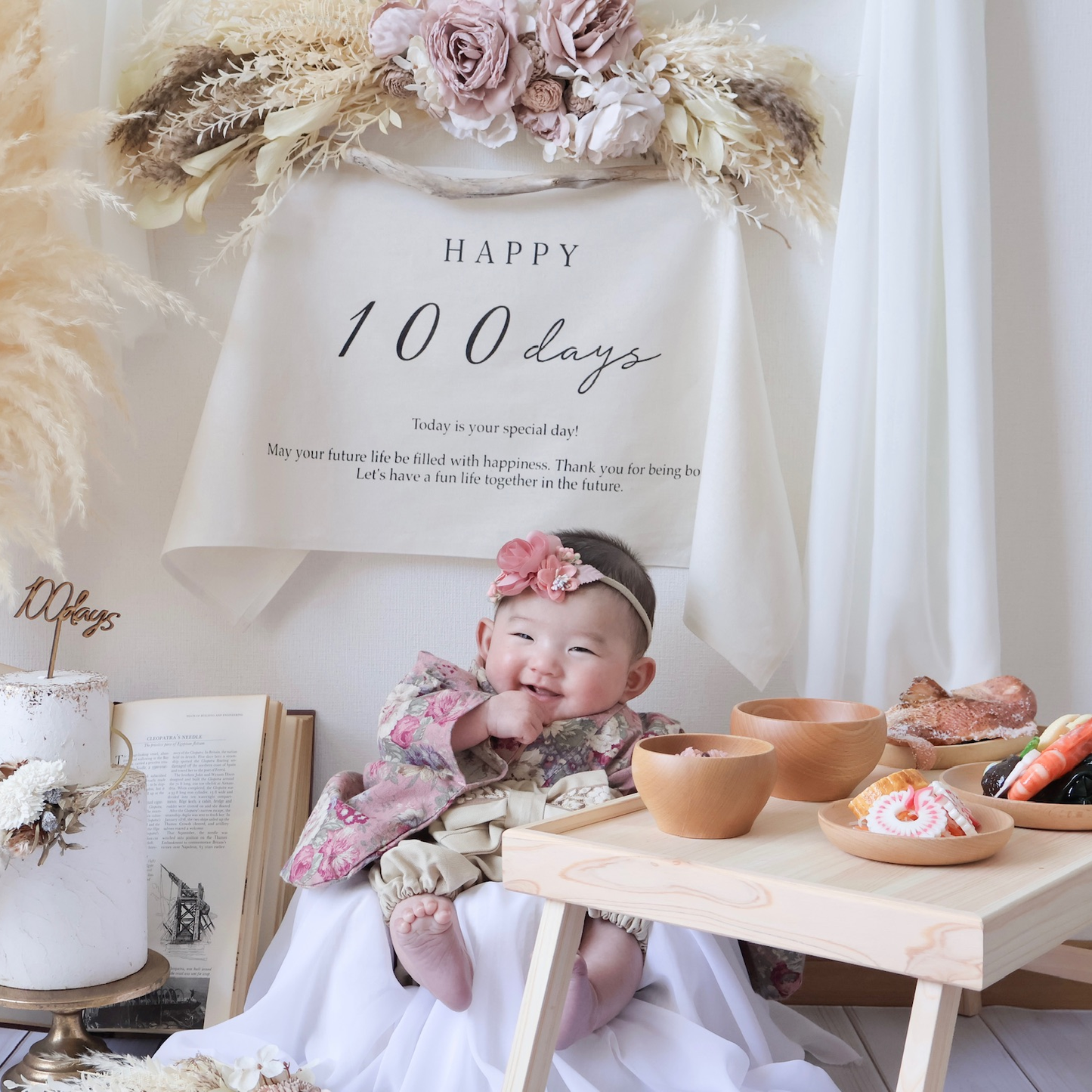 Rose pinkgrayishスワッグリースセット