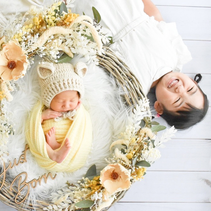 White yellow with Palm flowerスワッグリースセット