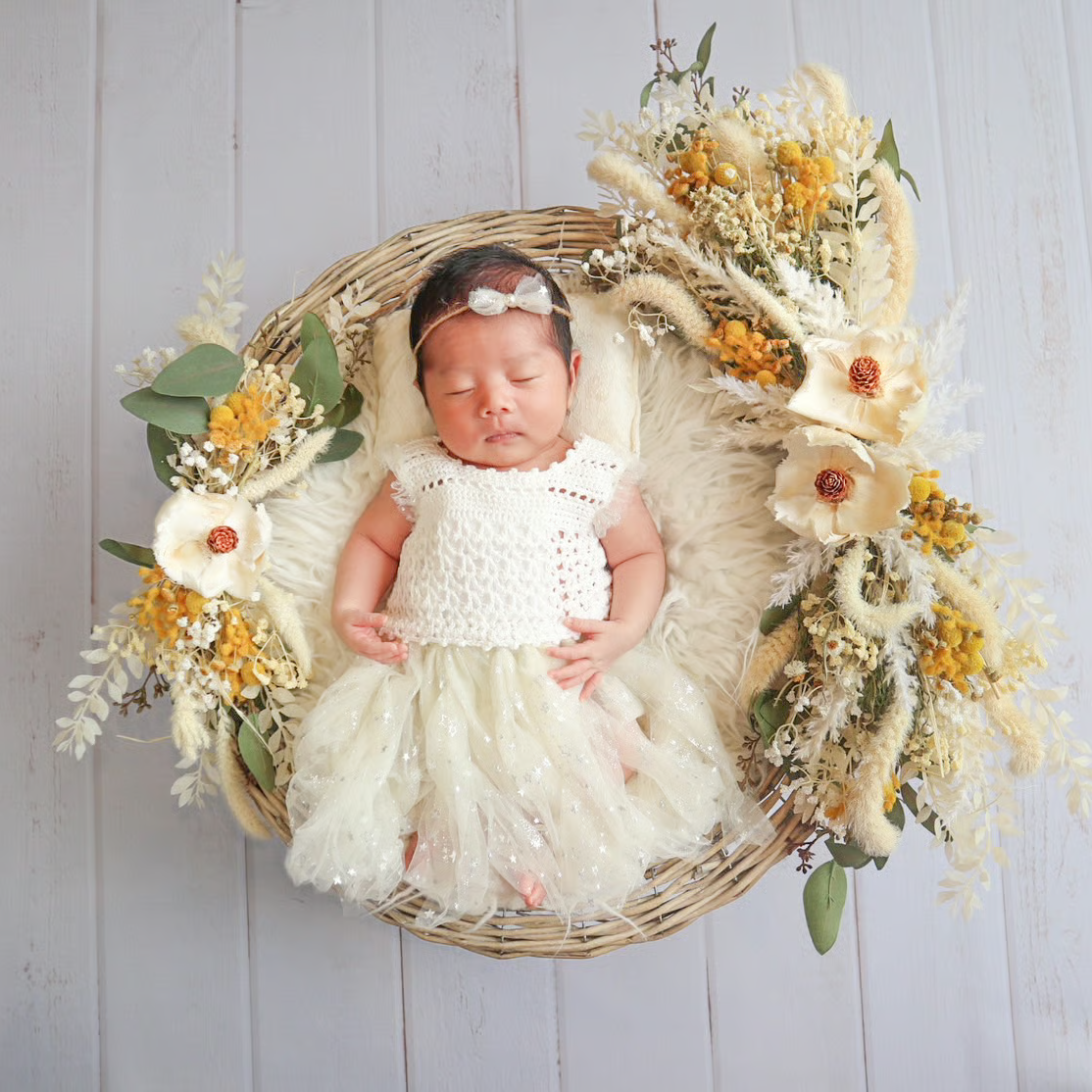 White yellow with Palm flowerスワッグリースセット
