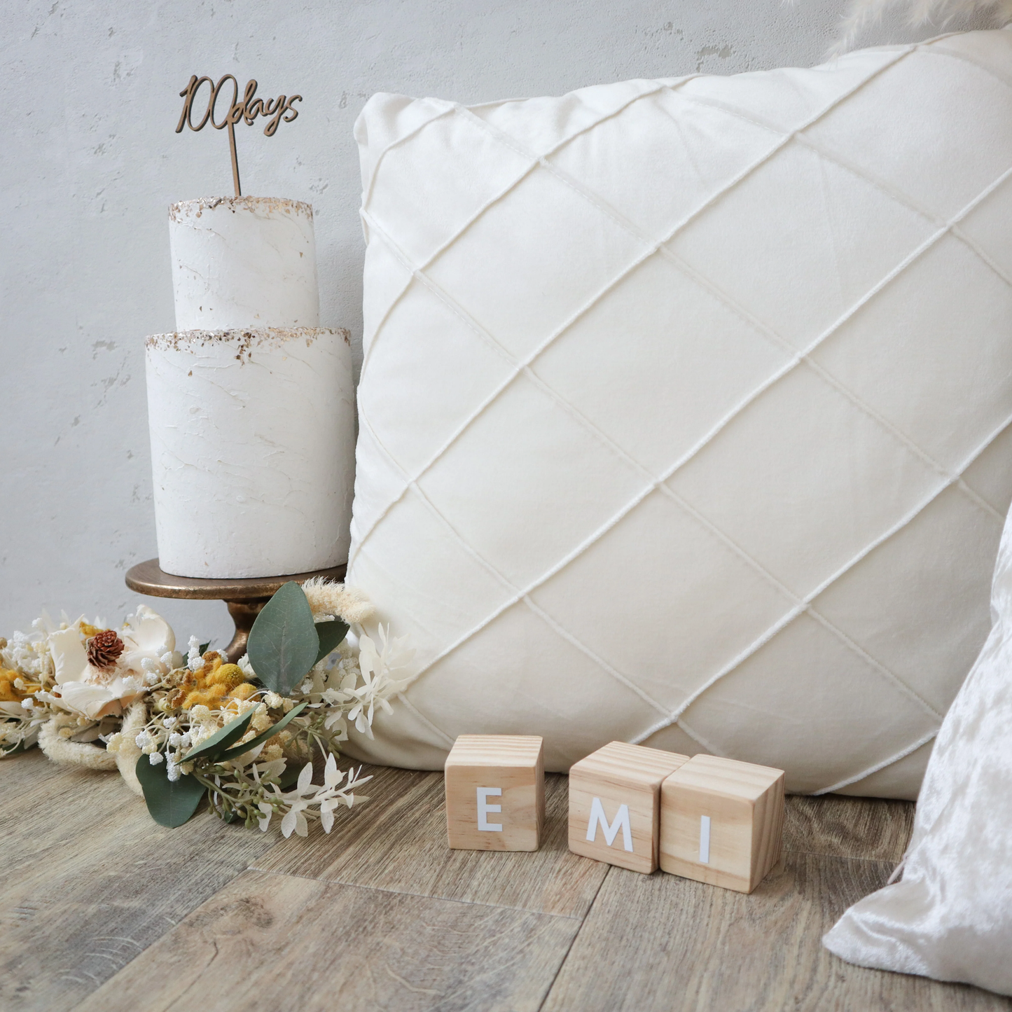 White yellow with Palm flowerスワッグリースセット